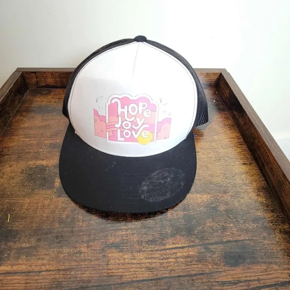 Hope Joy Love The Classics Womens Trucker Baseball Cap Pink Black